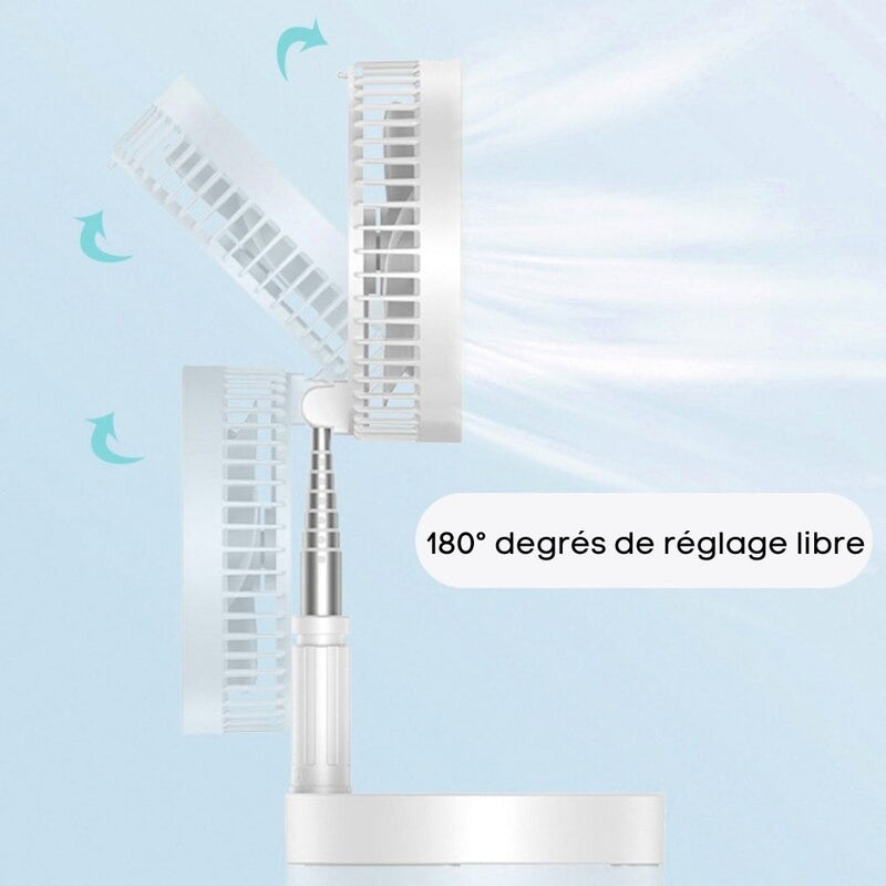 Ventilateur portable FoldAir avec réglage à 180 degrés pour une ventilation personnalisée.
