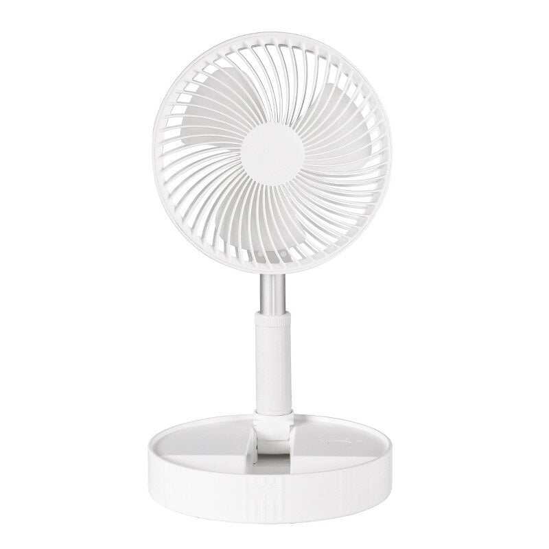 Ventilateur portatif FoldAir blanc, design pliable et rétractable, idéal pour bureau et extérieur.